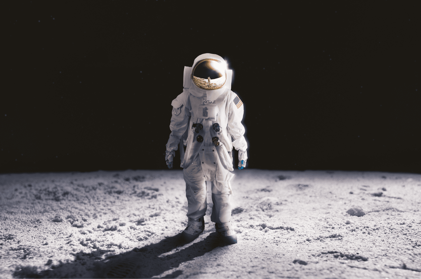 An astronaut on the moon