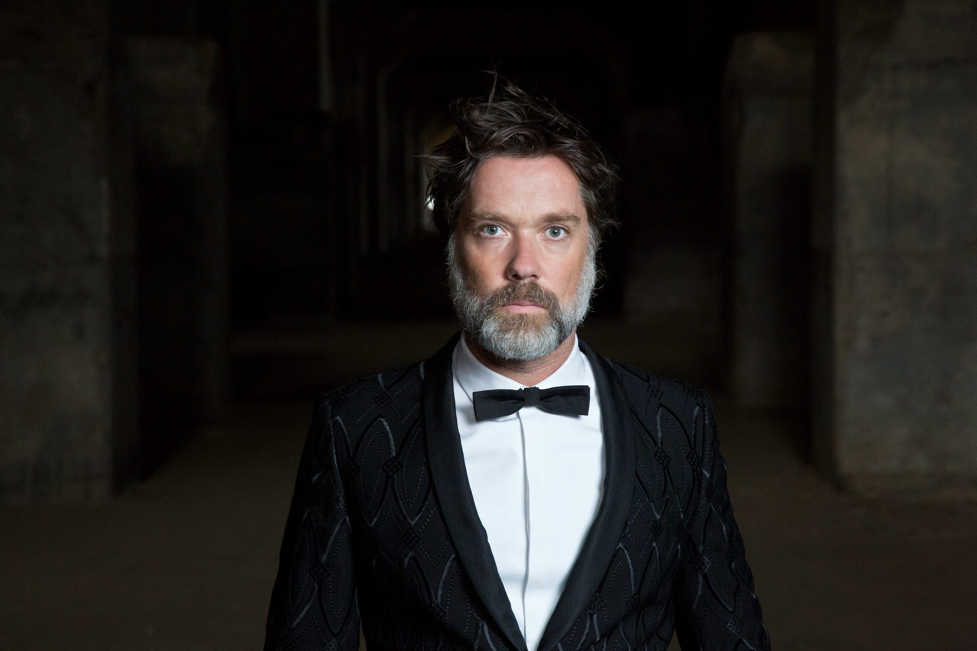 Rufus Wainwright portrait in a tuxedo
