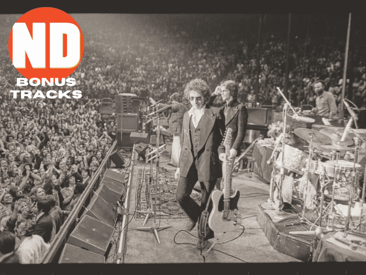 Bob Dylan onstage with The Band